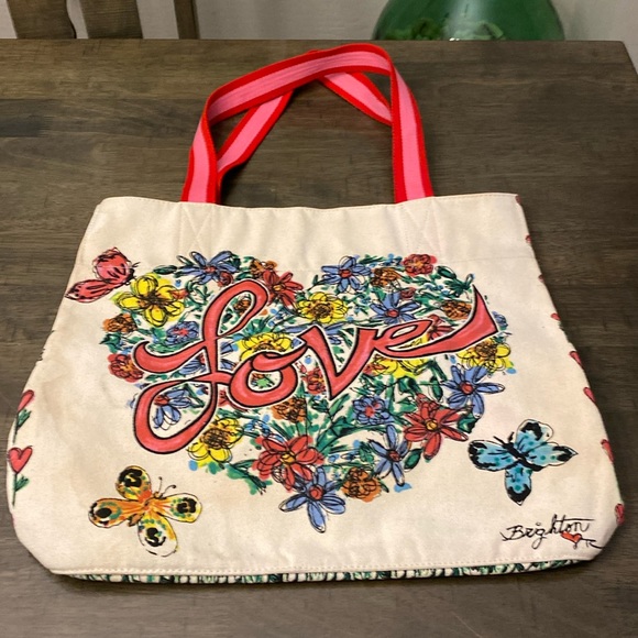 Brighton Love Tweet Tote Bag Butterfly Bird Canvas - Picture 1 of 11